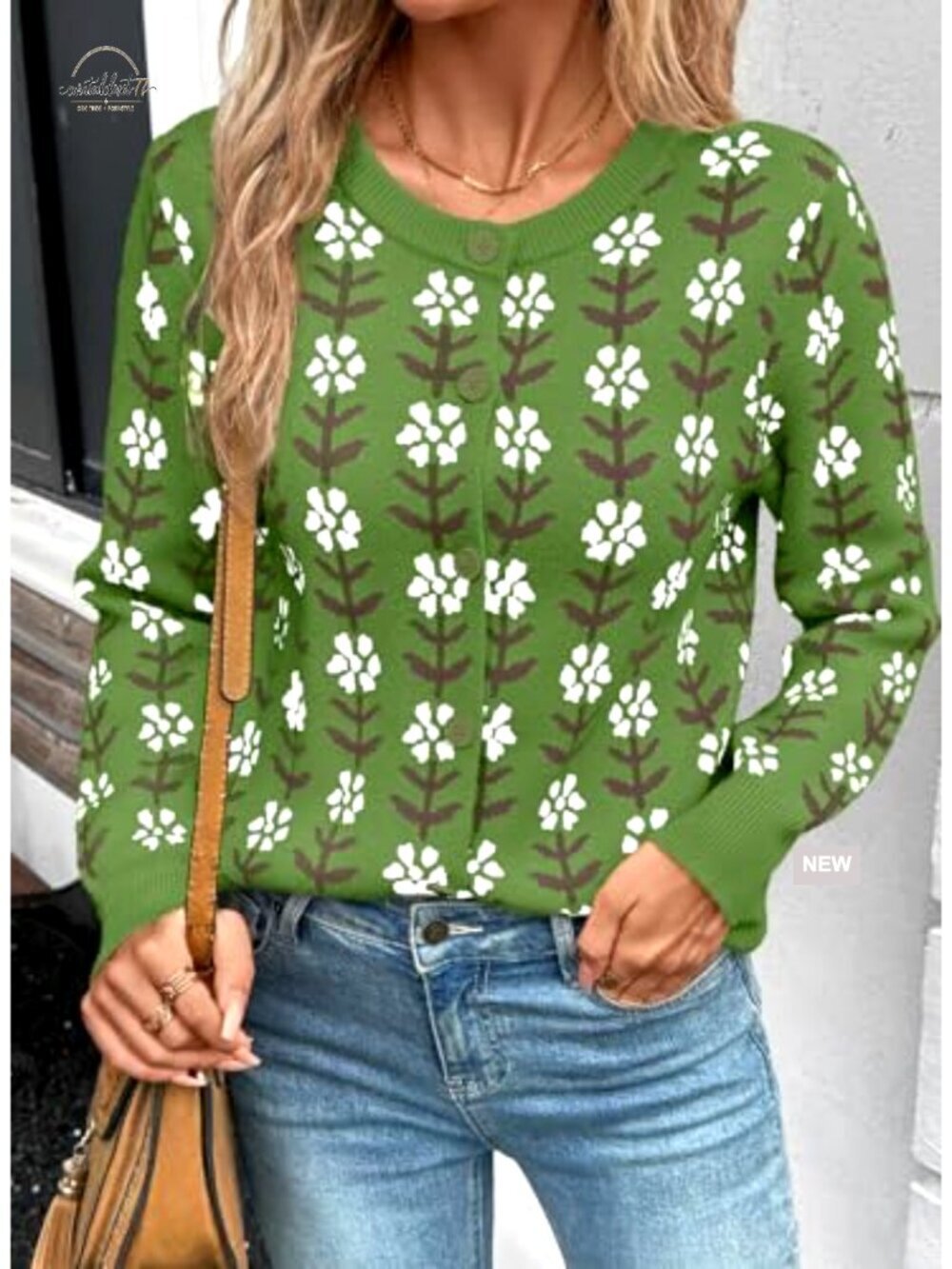 Floral Print Cropped Cardigan Sweater Long Sleeve Button Down Open Front - Picture 4 of 7